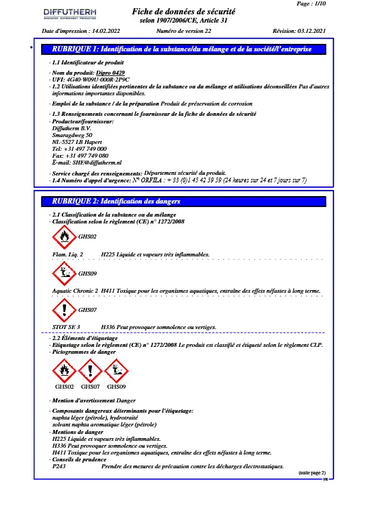 Fiche de sécurité
