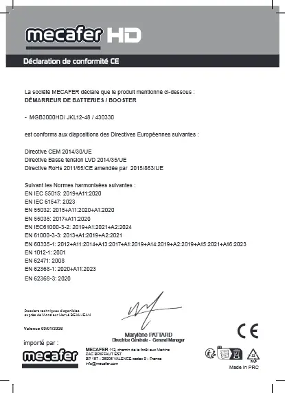 Document de conformité